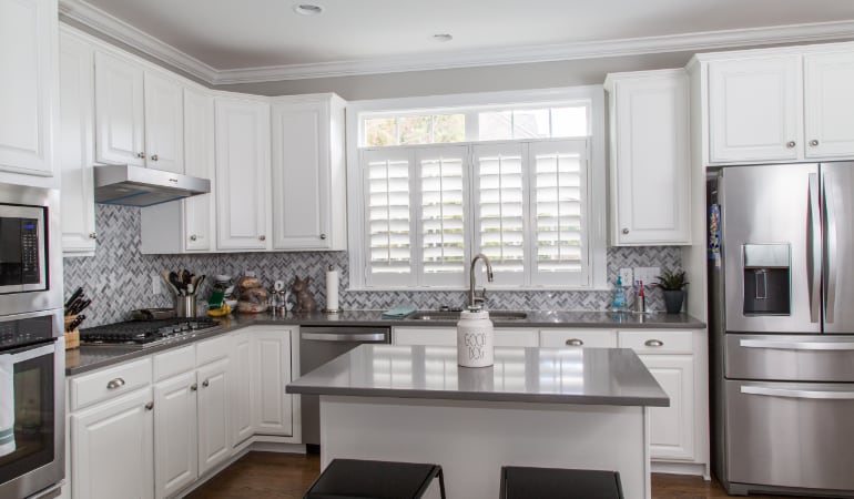 Polywood shutters in a Miami gourmet kitchen.